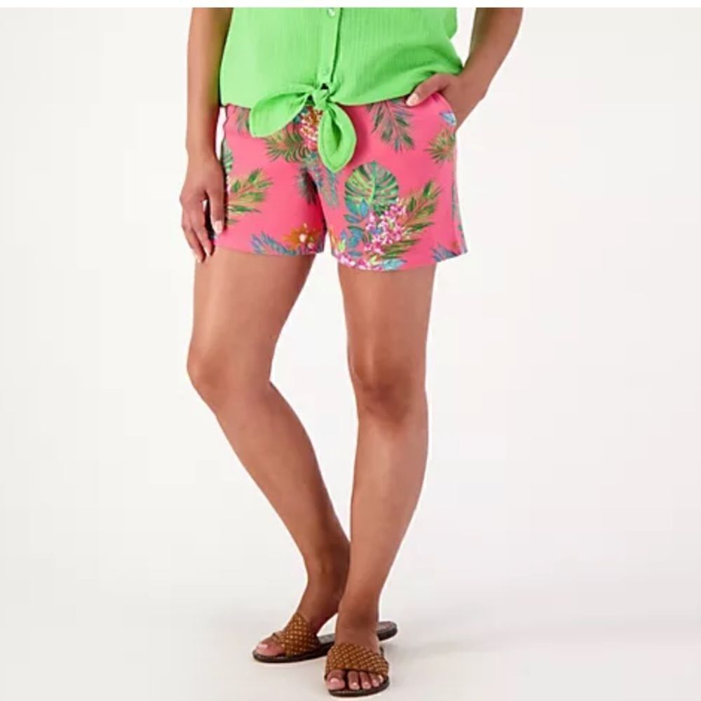 New Belle By Kim Gravel Tropical 5” Shorts Island Palm Sz 2X